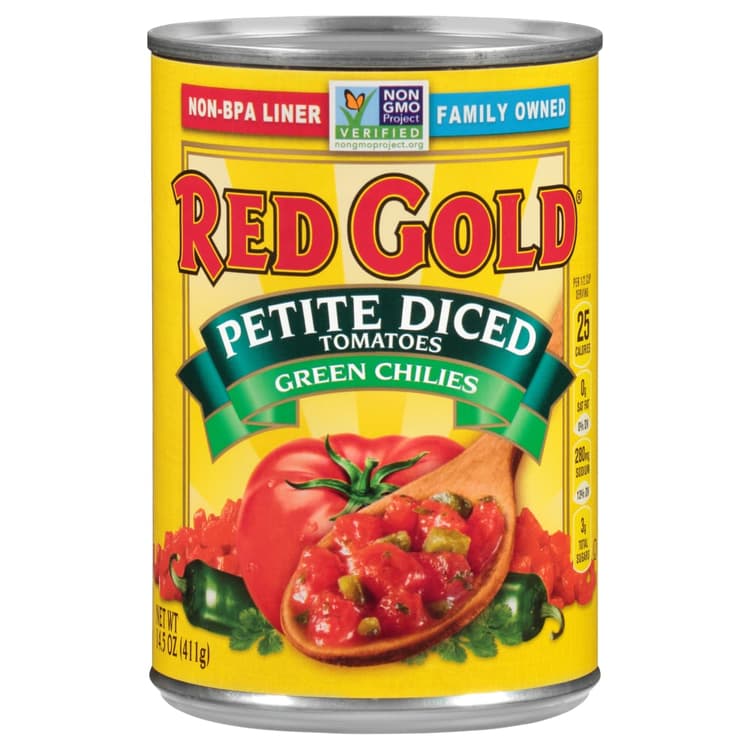 Red Gold Tomatoes Petite Diced Green Chilies