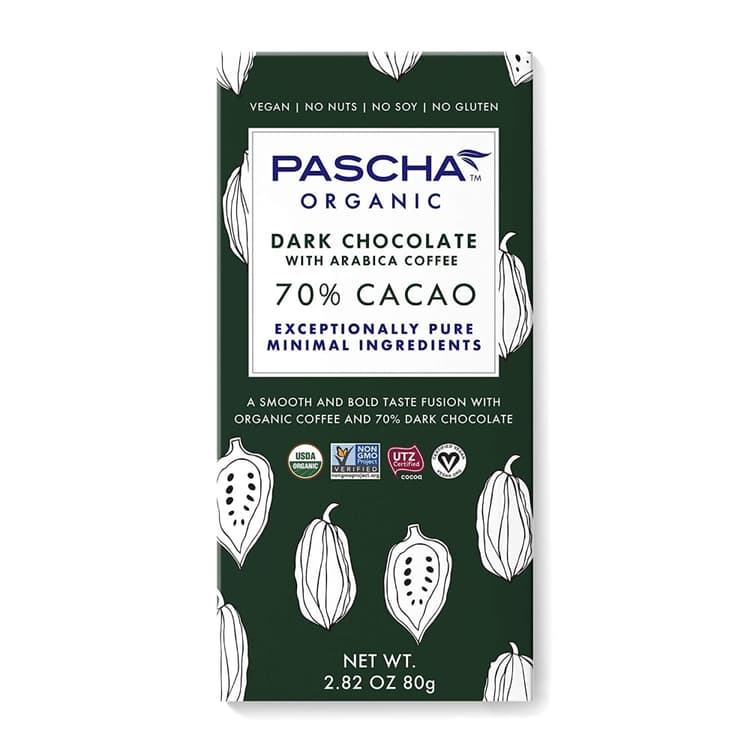 Pascha Organic Dark Chocolate Bar With Arabica Coffee 70% Cacao