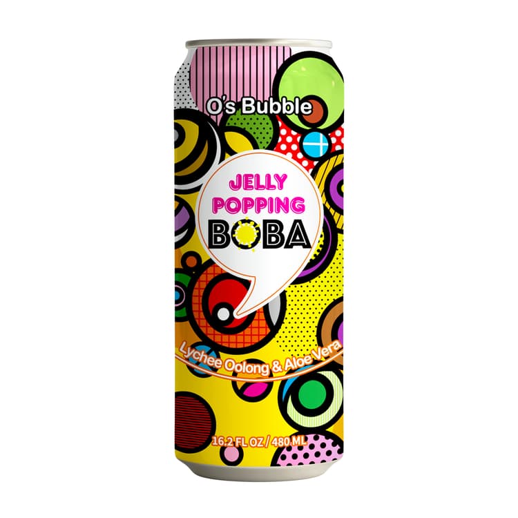 O'S Bubble Jelly Popping Boba Lychee Oolong Tea With Aloe Vera & Jelly Popping Boba