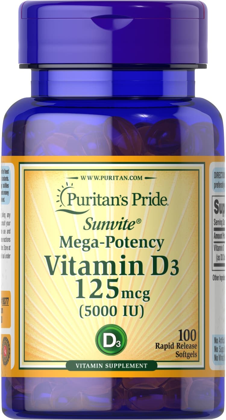 Puritan’S Pride Sunvite Mega-Potency Vitamin D3 5000 Iu Softgels