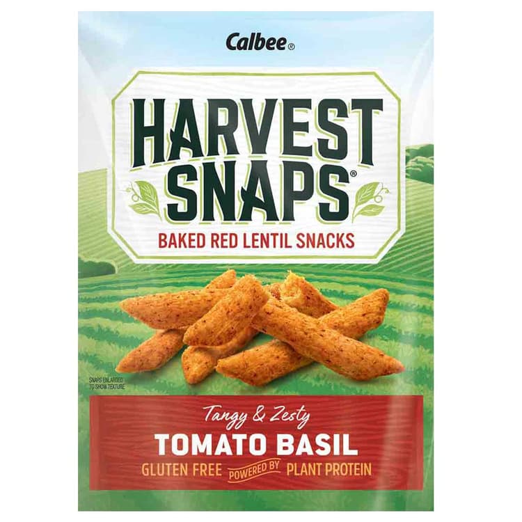 Calbee Harvest Snaps Baked Red Lentil Snack, Tomato Basil