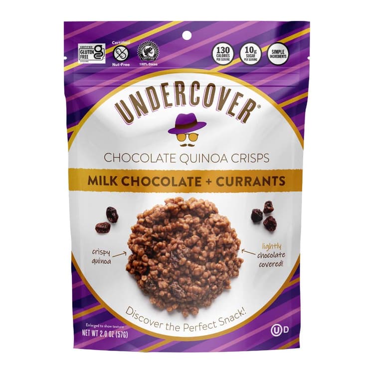 Undercover Milk Chocolate + Currants Chocolate Quinoa Crisps