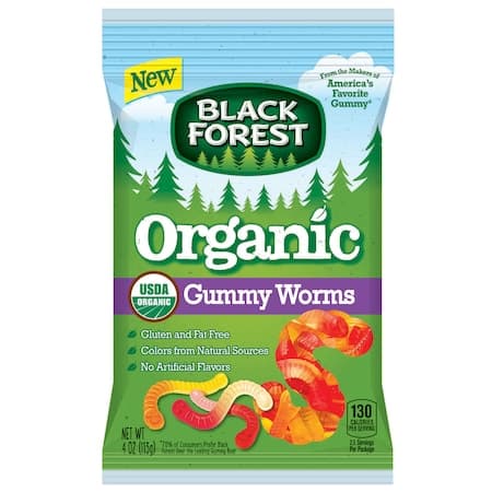 Black Forest Organic Gummy Worms Candy Gluten Free Assorted Fruit