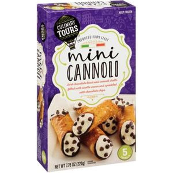 Culinary Tours Dark Chocolate Lined Mini Cannoli Shells Filled With Ricotta Cream And Sprinkled With Chocolate Chips