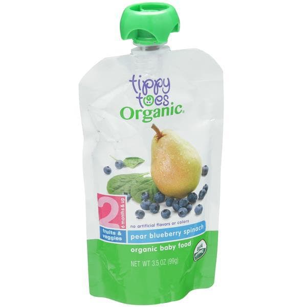 Tippy Toes Organic 2 Pear Bluberry Spinach