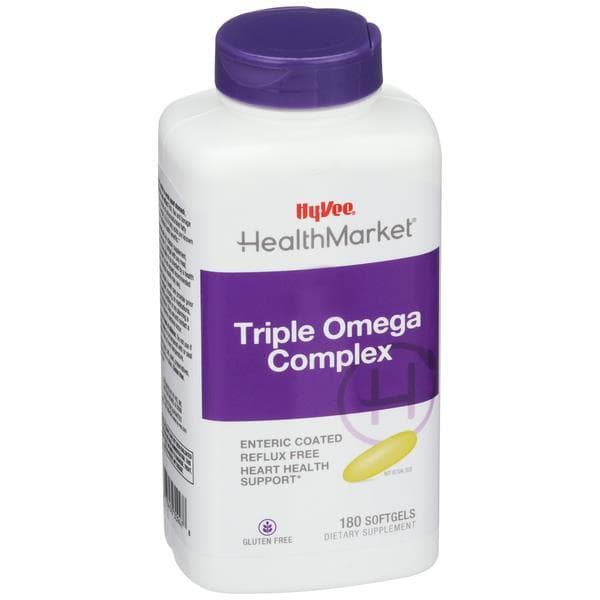 Hy-Vee Healthmarket Enteric Coated Triple Omega Complex 3-6-9 Dietary Supplement Softgels