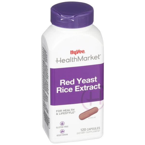 Hy-Vee Healthmarket All Natural Red Yeast Rice Herbal Extract Vegetarian Capsules