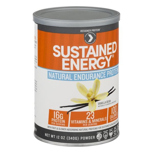 Designer Protein Sustained Energy Natural Endurance Protein Powder Vanilla Bean
