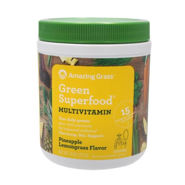 Amazing Grass Green Superfood Multivitamin Pineapple Lemongrass Flavor Powder