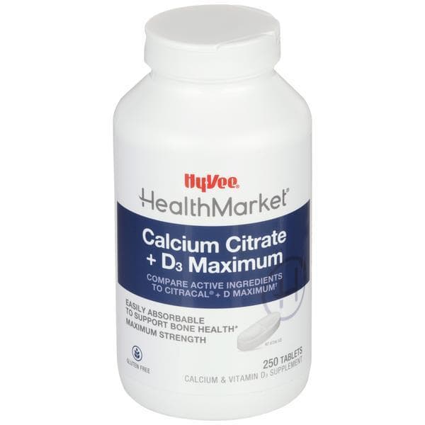 Hy-Vee Healthmarket Maximum Calcium Citrate + D3 Calcium Supplement Caplets
