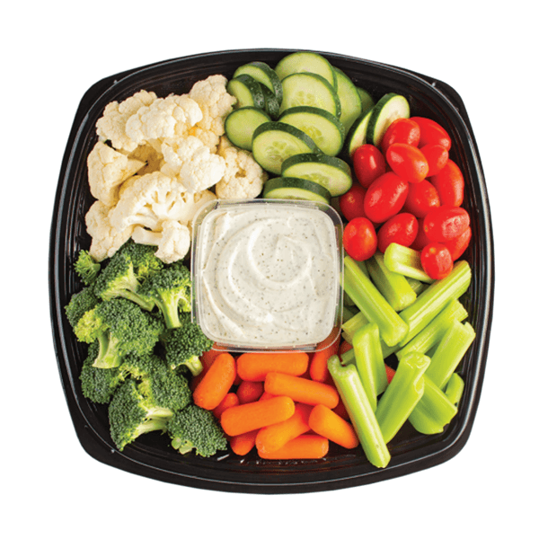 12" Vegetable Tray With Dip - Serves 8 To 12 People