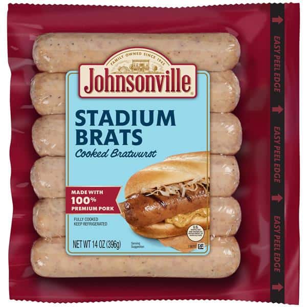 Johnsonville Stadium Brats Cooked Bratwurst