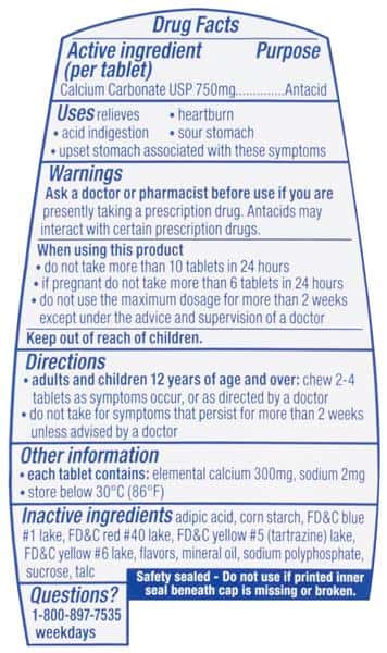 Gsk Tums Calcium Carbonate Antacid Assorted Fruit Extra Strength