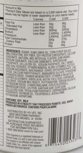 Hy-Vee Slim Supreme Vanilla Shake Mix