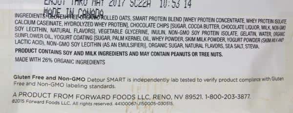 Detour Smart Gluten Free Oatmeal Bar Cookie Dough