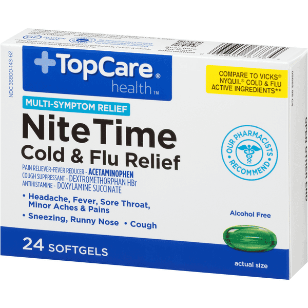 Topcare Nite Time Cold & Flu Relief Softgels