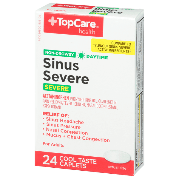 Topcare Daytime Sinus Congestion & Pain Severe Caplets