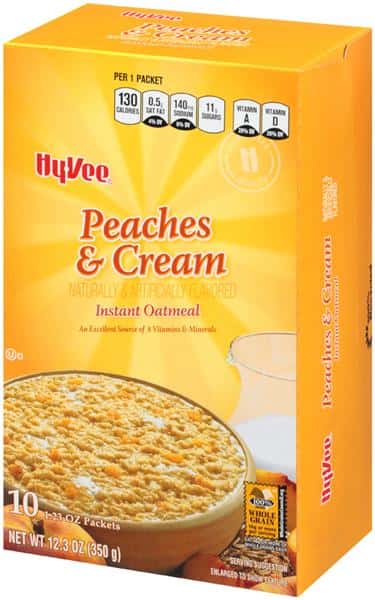 Hy-Vee Peaches & Cream Instant Oatmeal