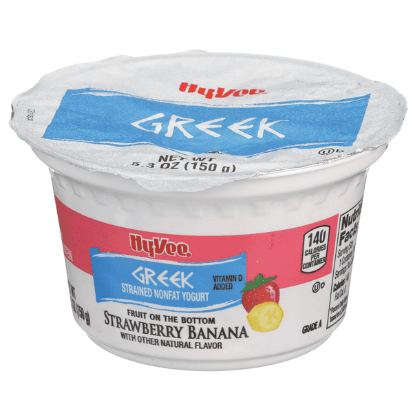 Hy-Vee Greek Nonfat Fruit On The Bottom Strawberry Banana Yogurt