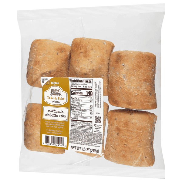 Hy-Vee Baking Stone Bread Take & Bake Artisan Multi-Grain Ciabatta Rolls