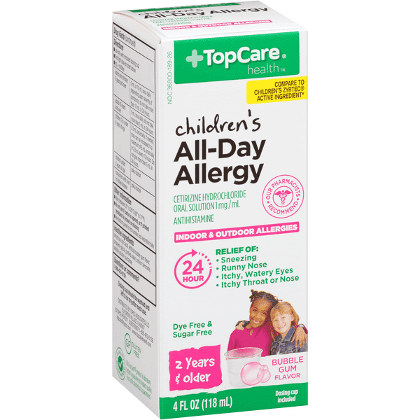 Topcare Children'S All Day Allergy Dye-Free Sugar Free Bubble Gum Flavor