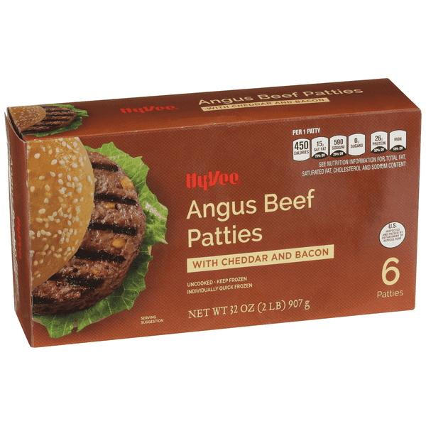 Hy-Vee Angus Beef Patties With Cheddar And Bacon