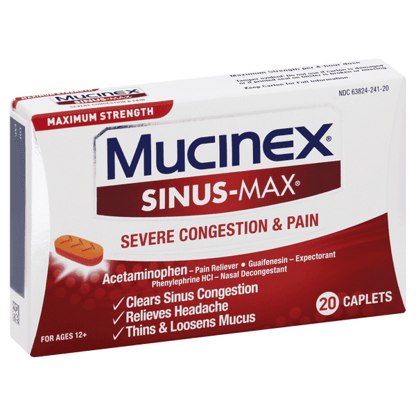 Mucinex Maximum Strength Sinus-Max Severe Congestion & Pain Caplets