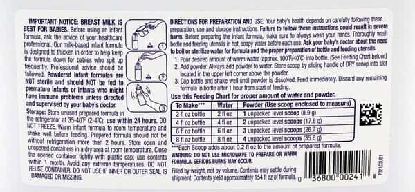 Tippy Toes Infant Formula With Iron For Spit-Up Added Rice Starch Milk Based Powder