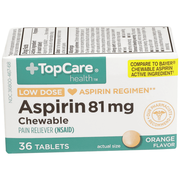 Topcare Low Dose Aspirin Chewable Orange Flavored