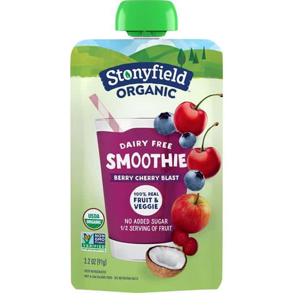 Stonyfield Organic Dairy Free Berry Cherry Blast Smoothie