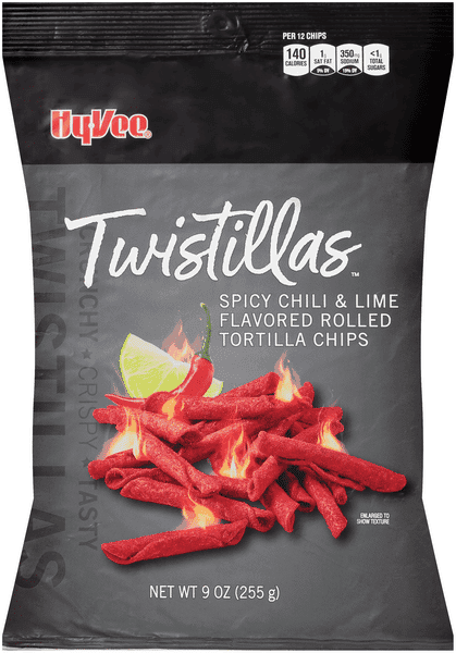 Hy-Vee Twistillas, Spicy Chili & Lime Flavored Rolled Tortilla Chips