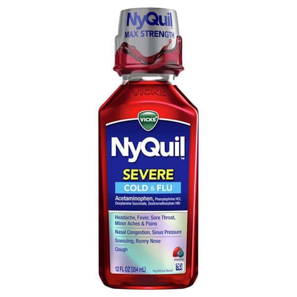 Vicks Nyquil Severe Cold & Flu Berry Flavor Max Strength Nighttime Relief