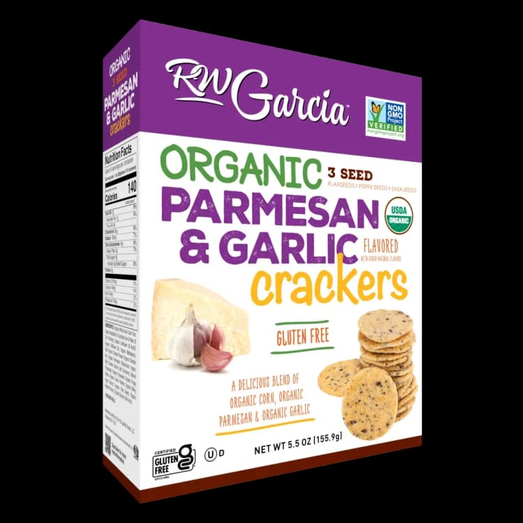 Rw Garcia Organic 3 Seed Parmesan & Garlic Crackers
