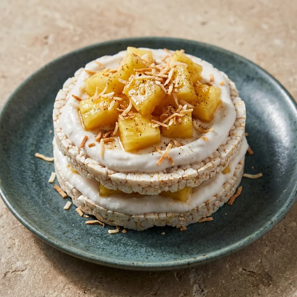 Easy Pineapple Coconut Rice Cake Stack
