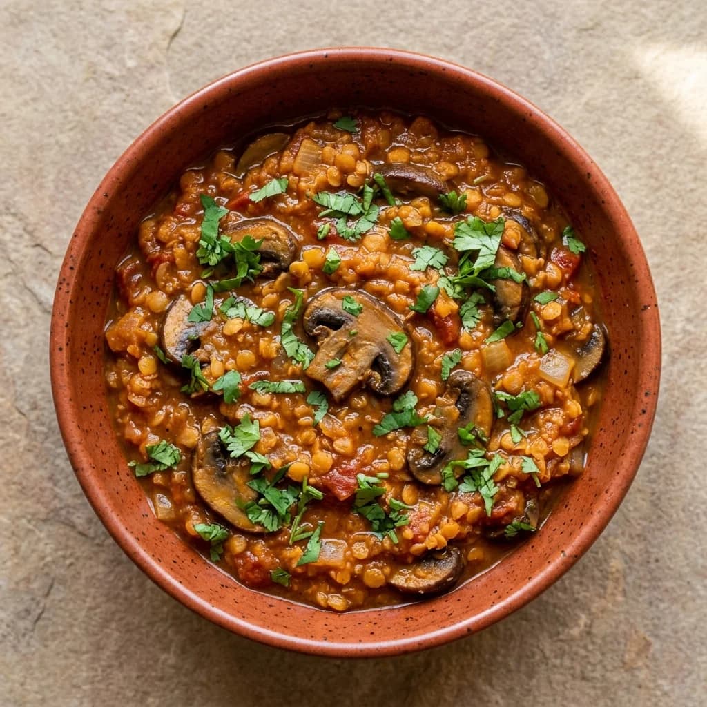 Tomato-Ginger Masala Lentil & Mushroom Stew