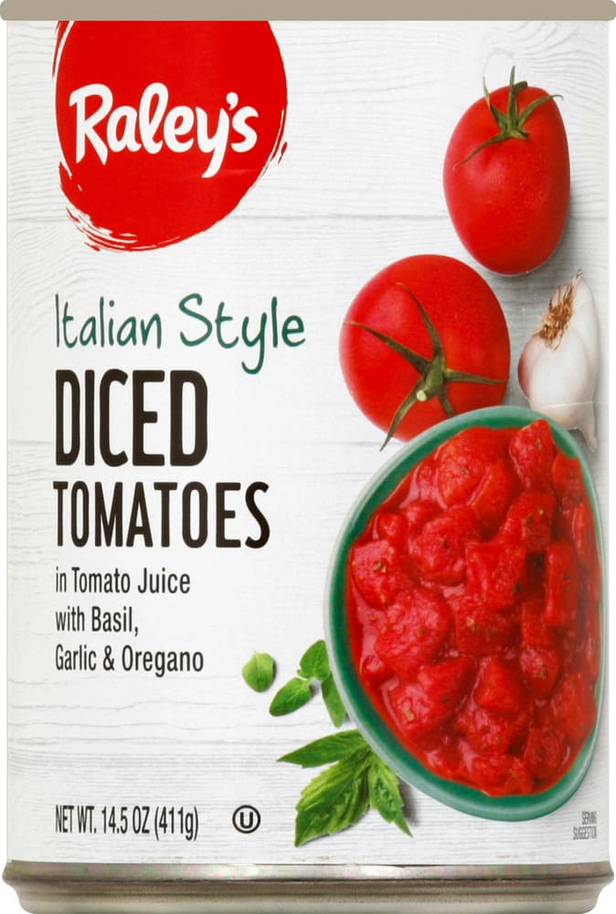 Raley'S Italian Style Diced Tomatoes In Tomato Juice With Basil, Garlic & Oregano