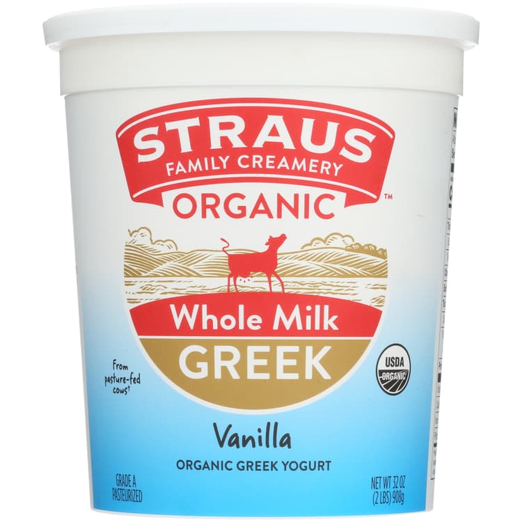 Straus Yogurt, Greek, Organic, Vanilla, Whole Milk