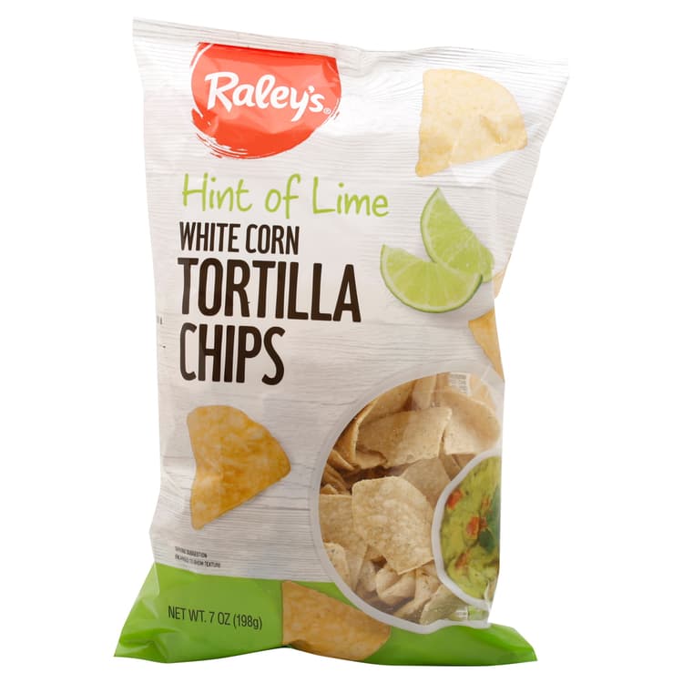 Raley'S Tortilla Chips, Hint Of Lime, White Corn