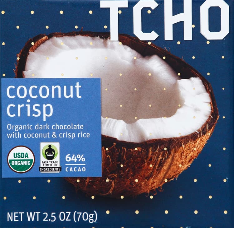 Tcho Dark Chocolate, Organic, Coconut Crisp, 64% Cacao