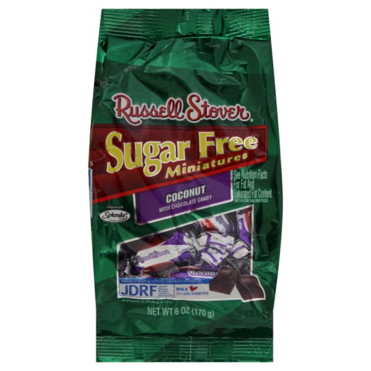 Russell Stover Sugar Free Miniatures, With Chocolate Candy, Coconut