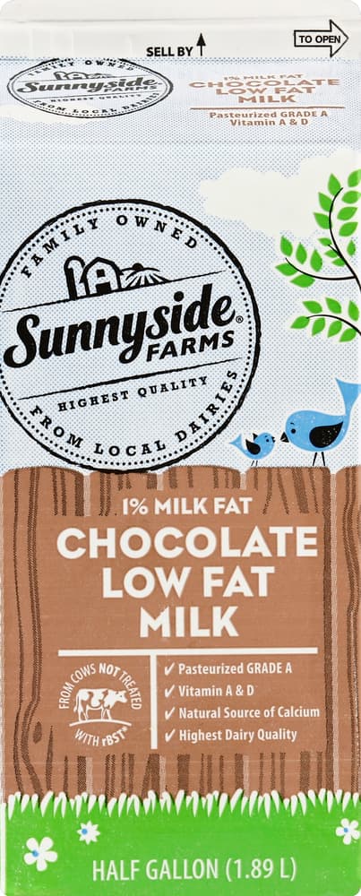 Sunnyside Farms Milk, Low Fat, Chocolate, 1% Milk Fat
