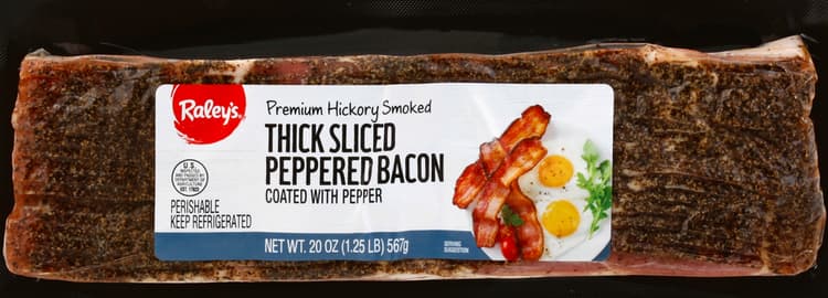 Raley'S Premium Hickory Smoked Thick Sliced Bacon Coated With Pepper