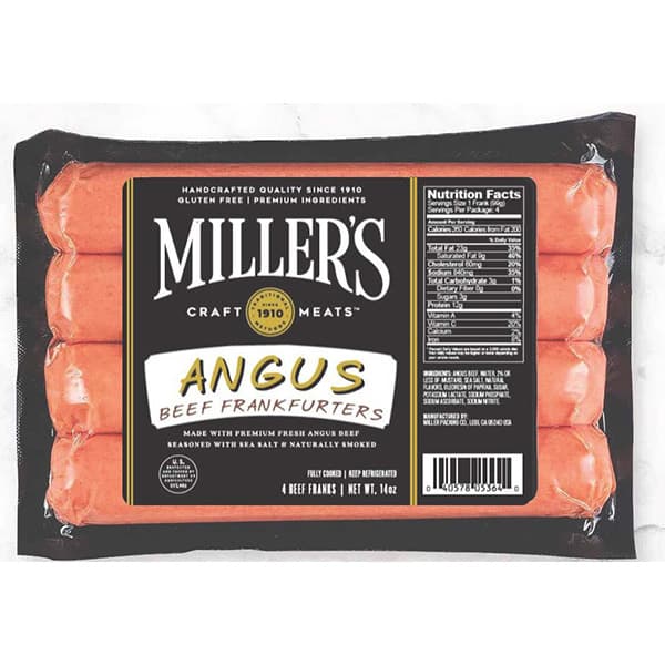 Miller'S Angus Beef Franks, Uncured
