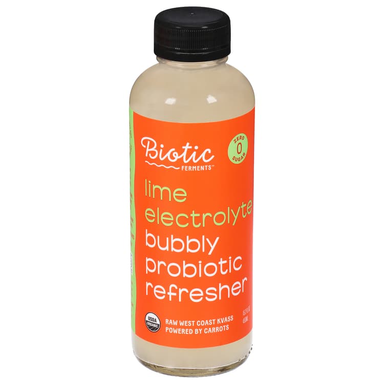 Biotic Brands Bubbly Lime Probiotic Beverage