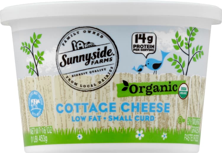 Sunnyside Farms Cottage Cheese, Organic, Low Fat, Small Curd, 2% Milkfat