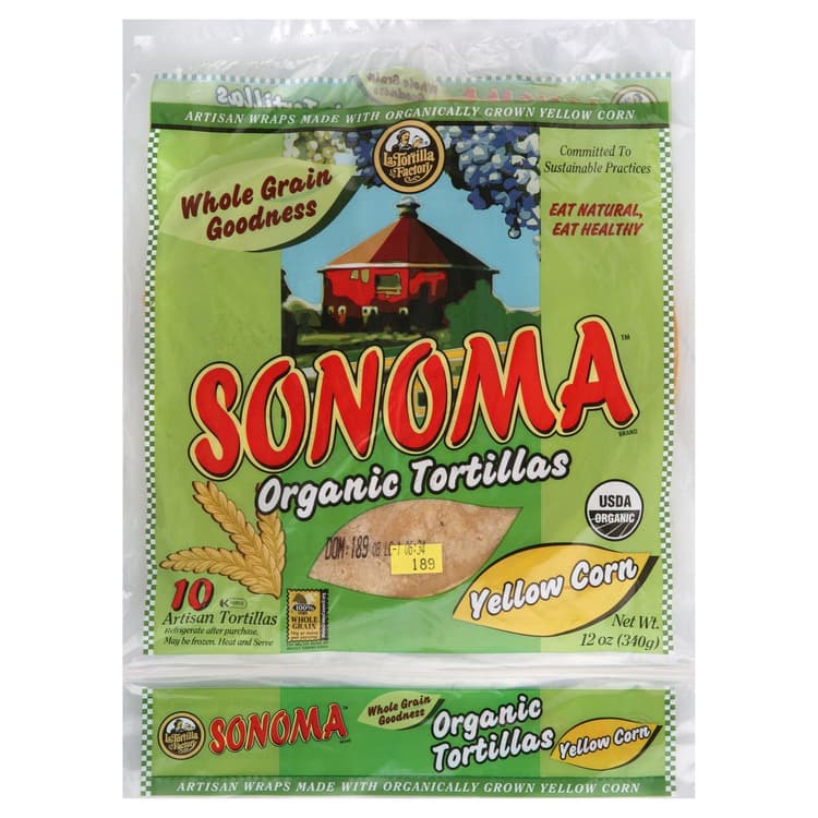 Sonoma Organic Tortillas, Yellow Corn