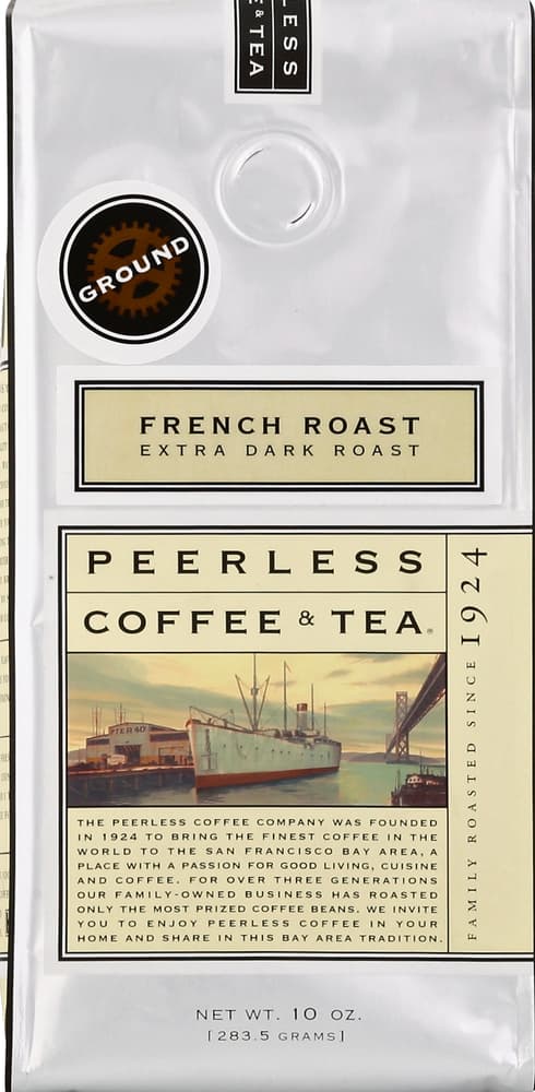 Peerless Coffee & Tea Coffee, Ground, Extra Dark Roast, French Roast