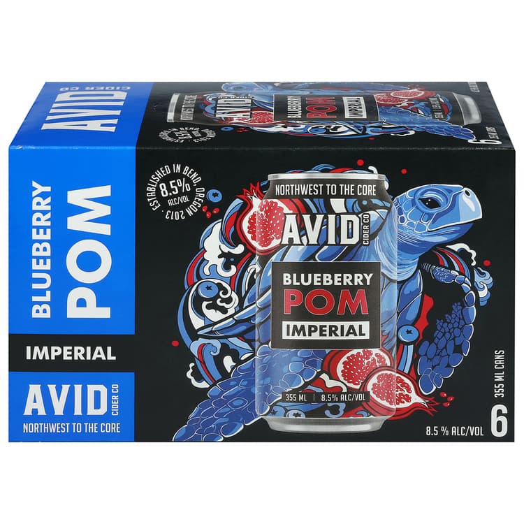 Avid Cider Co Apple Cider, Blueberry, Imperial, Pom