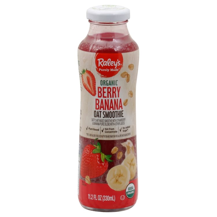 Raley'S Oat Smoothie, Organic, Berry Banana
