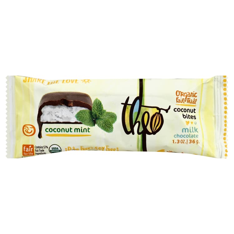 Theo Coconut Bites, Milk Chocolate, Coconut Mint